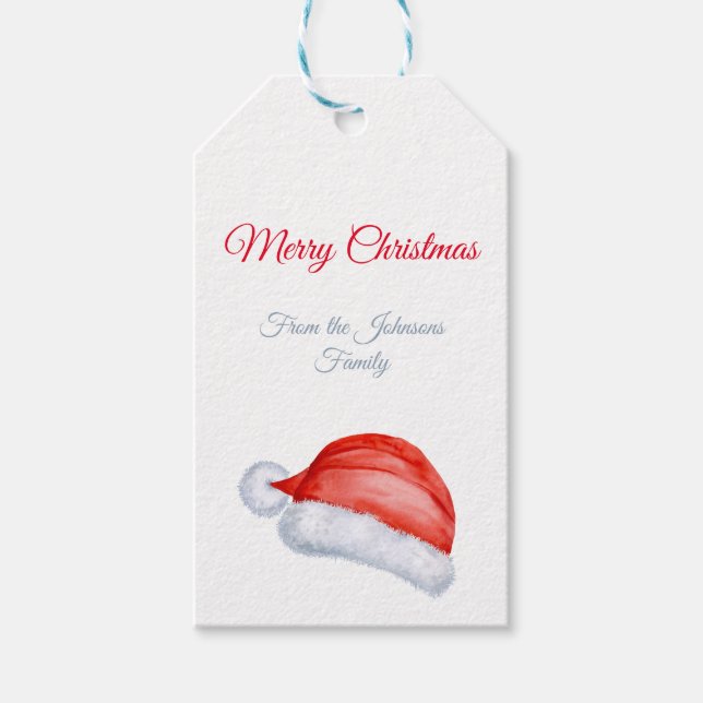 Niedliche Weihnachtsmannmütze Rot und Weiß Minimal Geschenkanhänger (Vorderseite)
