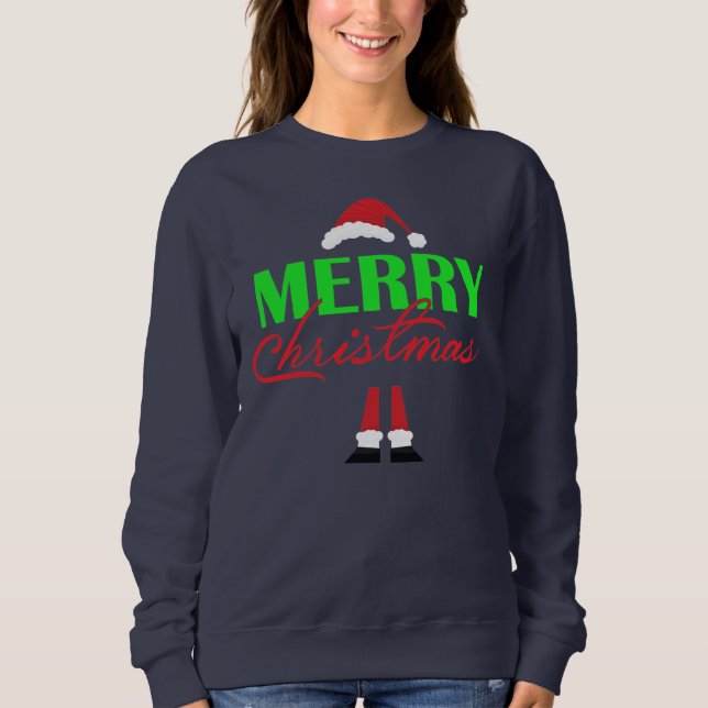 Niedliche Weihnachtsmannmütze und Legs Frohe Weihn Sweatshirt (Vorderseite)