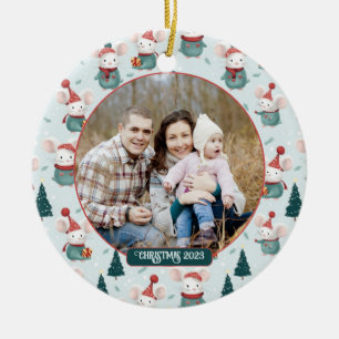 Niedliche Weihnachtsmannmütze White Mäuse Weihnach Keramik Ornament