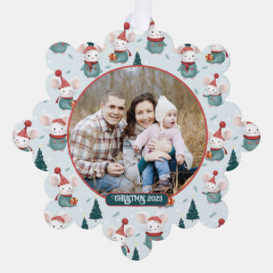 Niedliche Weihnachtsmannmütze White Mäuse Weihnach Ornament Karte