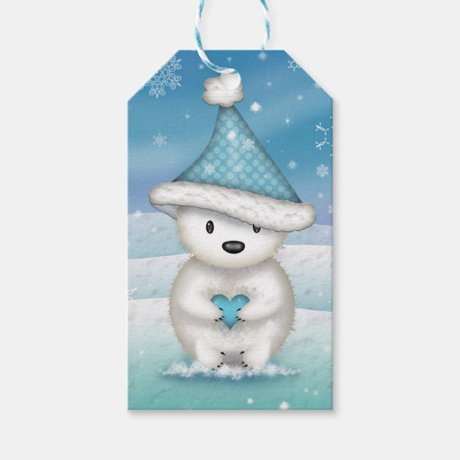 Niedliche Weihnachtsmarken für Eisbären Geschenkanhänger (Vorderseite)