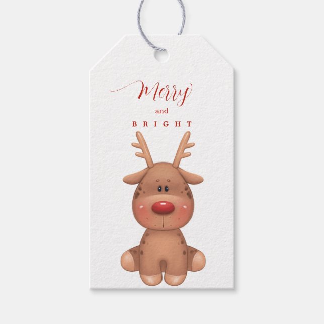 Niedliche Weihnachtsmarken für Hirsche Geschenkanhänger (Vorderseite)