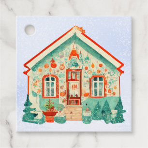 Niedliche Weihnachtsmarken für Hütte Geschenkanhänger