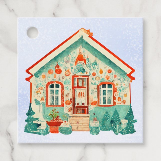Niedliche Weihnachtsmarken für Hütte Geschenkanhänger (Vorderseite)