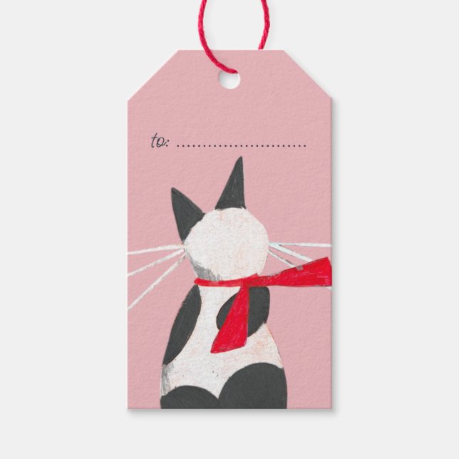 Niedliche Weihnachtsmarken Katzenpink Weihnachtsge Geschenkanhänger (Vorderseite)