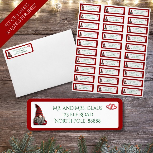 Niedliche Weihnachtsmarken und Candy Cane-Adressen (Cute Christmas Gnome and Candy Cane Address Labels)