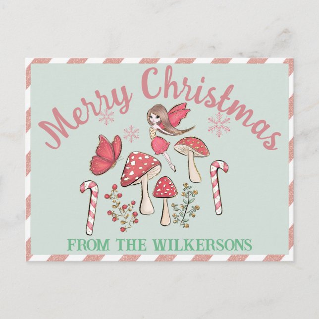 Niedliche Weihnachtsmärsche und Pilze Postkarte (Vorderseite)