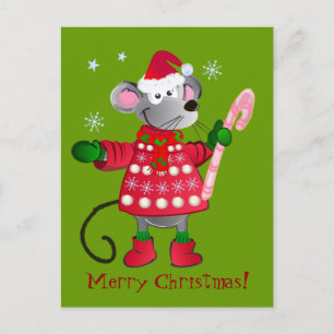 Niedliche Weihnachtsmaus Feiertagspostkarte