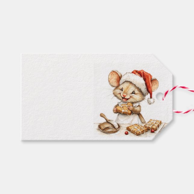 Niedliche Weihnachtsmaus Geschenkanhänger (Vorderseite (Horizontal))