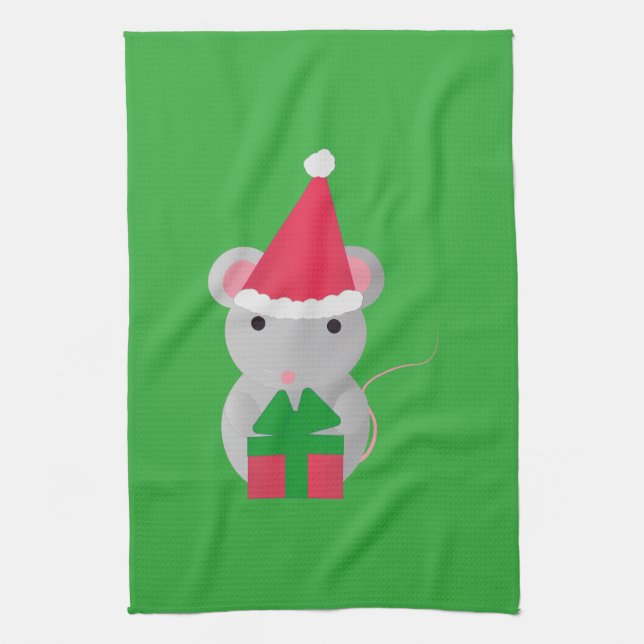 Niedliche Weihnachtsmaus Geschirrtuch (Vertikal)