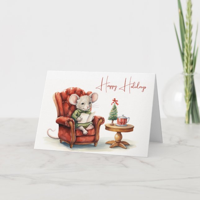 Niedliche Weihnachtsmaus Karte (Vorderseite)