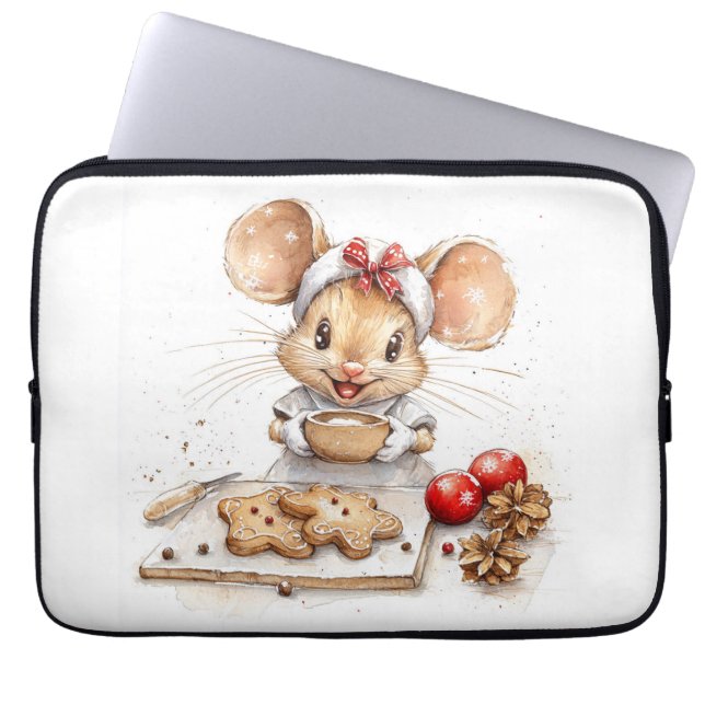Niedliche Weihnachtsmaus Laptopschutzhülle (Vorderseite)