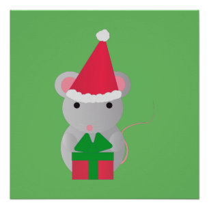 Niedliche Weihnachtsmaus Poster