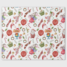 Niedliche Weihnachtsmäuse in Wasserfarbe Geschenkpapier