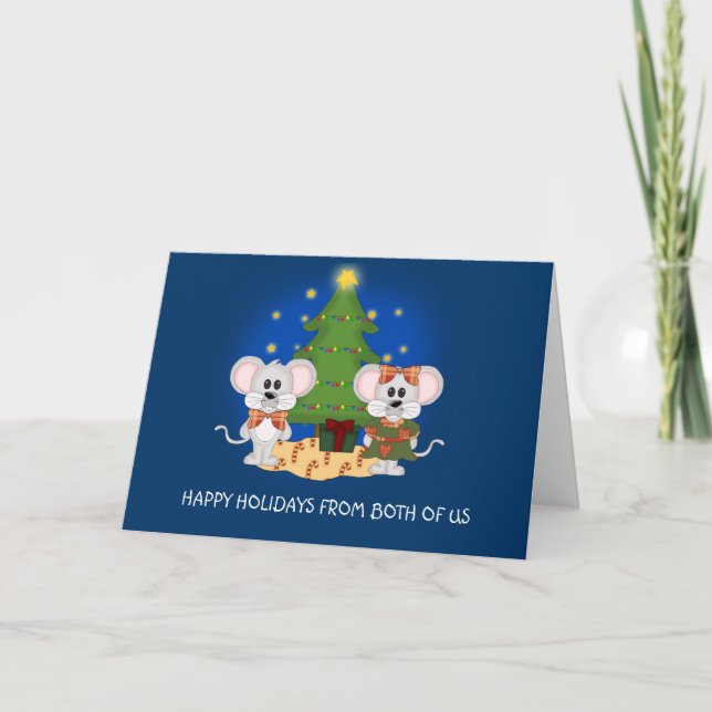 Niedliche Weihnachtsmäuse mit kundengerechtem Text Feiertagskarte (Vorderseite)