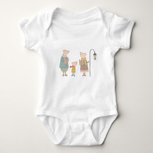 Niedliche Weihnachtsmausfamilie Baby Strampler (Vorderseite)