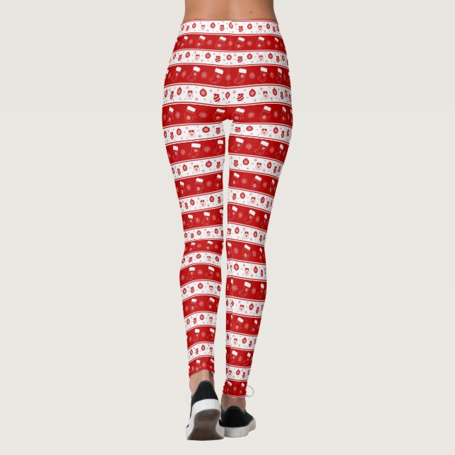 Niedliche Weihnachtsmilben, Strumpf und Schneefloc Leggings (Rückseite)