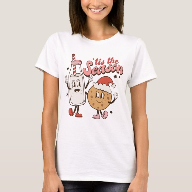 Niedliche Weihnachtsmilch und Cookie T-Shirt (Vorderseite)