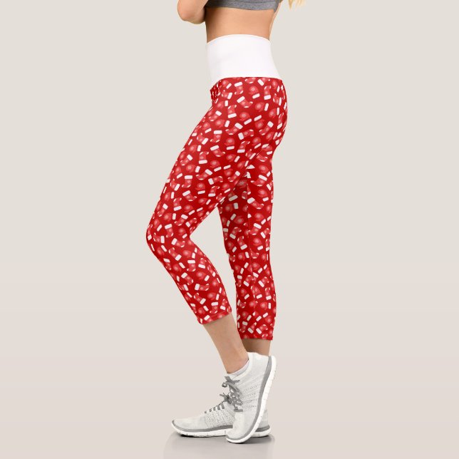 Niedliche Weihnachtsmitten & Strumpf Muster Capri Leggings (Links)