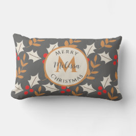 Niedliche Weihnachtsmonogramm Grau/Grau Heilige Mi Lendenkissen