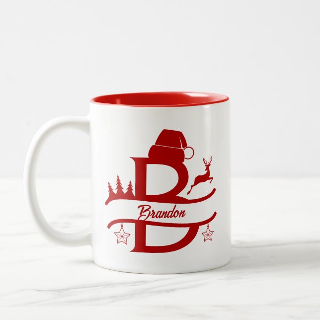 Niedliche Weihnachtsmonogramm und Tasse (Links)