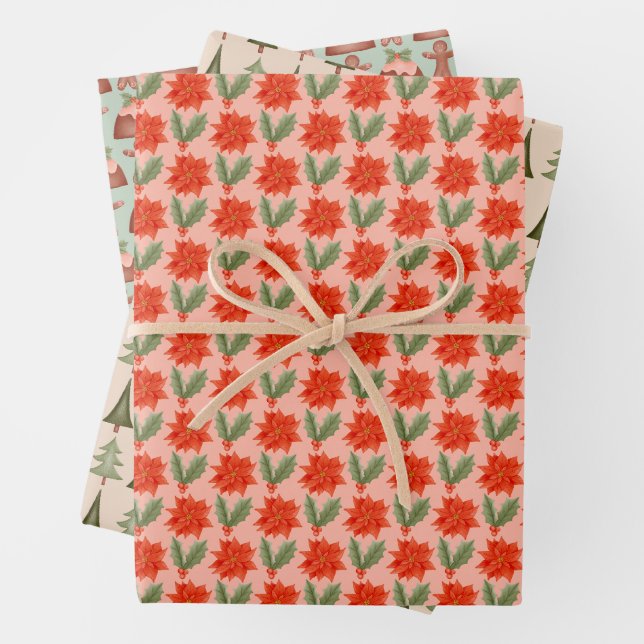 Niedliche Weihnachtsmuster Geschenkpapier Set (Beispiel)