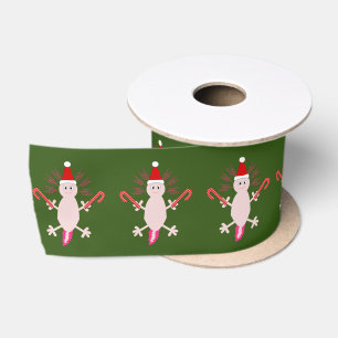 Niedliche Weihnachtsnacht Axolotl Gemustert Satinband