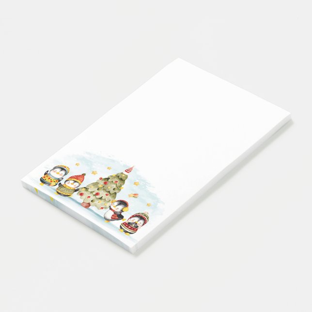 Niedliche Weihnachtspenquins Post-it Klebezettel (angewinkelt)