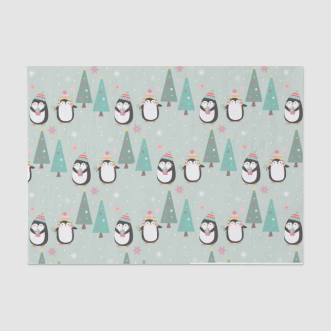 Niedliche Weihnachtspinguine Seidenpapier (Vorderseite)