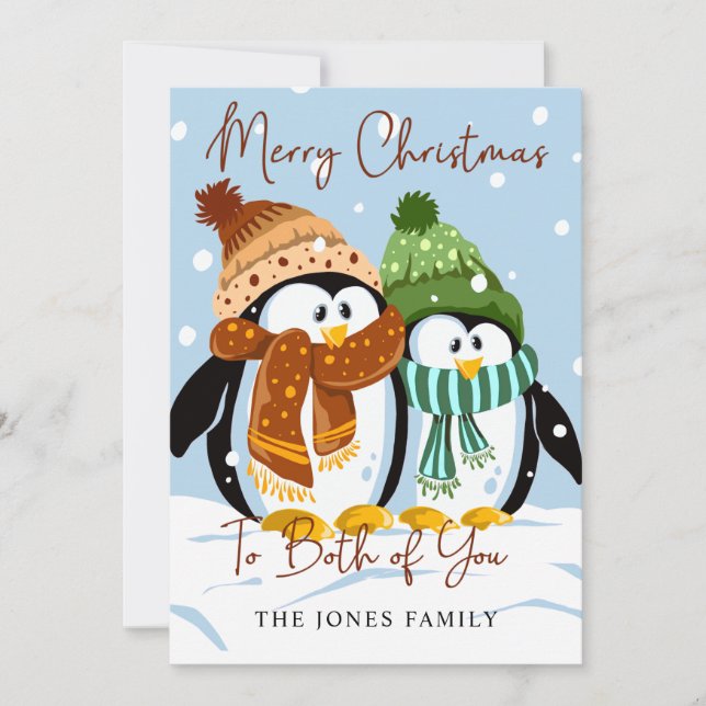 Niedliche Weihnachtspinguine Winterurlaubskarte Feiertagskarte (Vorderseite)
