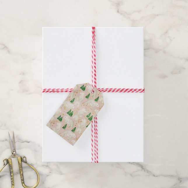 Niedliche Weihnachtspolarbären in Evergreen Forest Geschenkanhänger (Mit Garn)