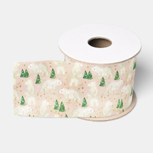 Niedliche Weihnachtspolarbären in Evergreen Forest Ripsband