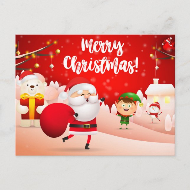 Niedliche Weihnachtspostkarte Postkarte (Vorderseite)