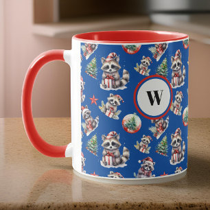 Niedliche Weihnachtsrakoons mit Geschenken Snowglo Tasse