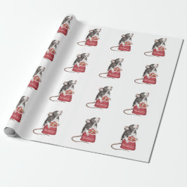 Niedliche Weihnachtsratte Geschenkpapier