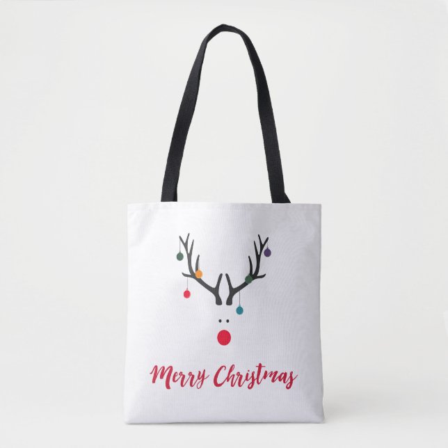 Niedliche Weihnachtsrinder auf Weiß Tasche (Vorderseite)