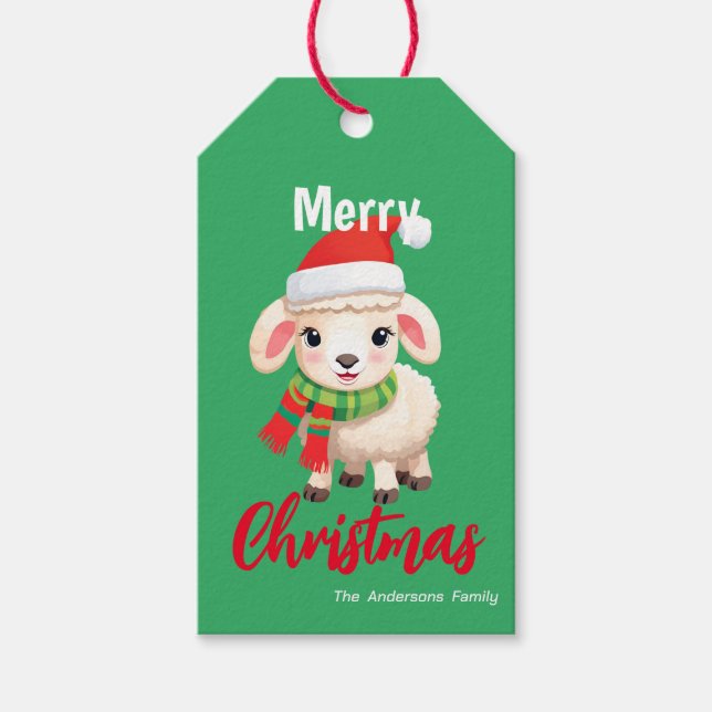 Niedliche Weihnachtsschaf Ram Santa Scarf Urlaub Geschenkanhänger (Vorderseite)