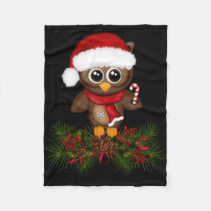 Niedliche Weihnachtsschale auf Kiefernzweig Fleece