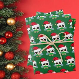 Niedliche Weihnachtsschale grün Geschenkpapier Set