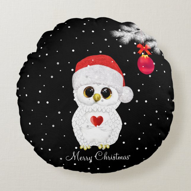 Niedliche Weihnachtsschale Rundes Kissen (Vorderseite)