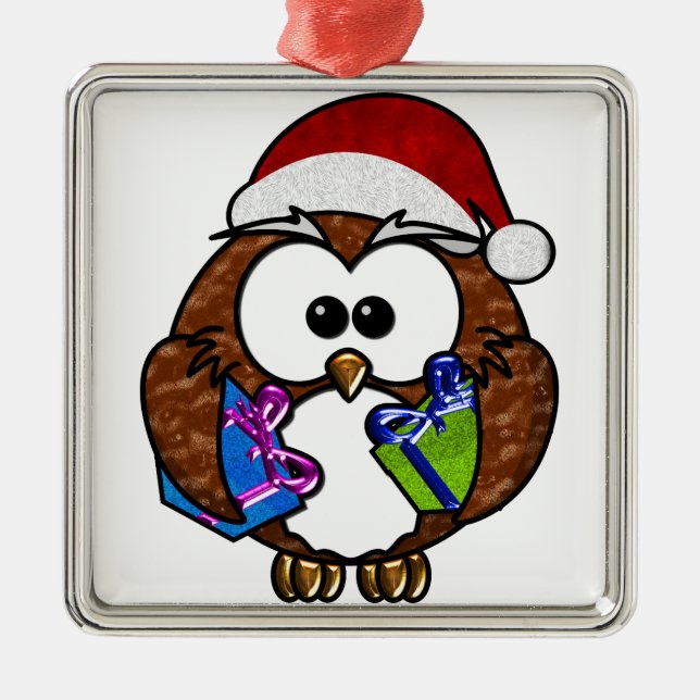 Niedliche Weihnachtsschale Silbernes Ornament (Vorne)
