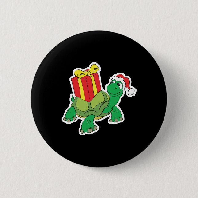 niedliche Weihnachtsschildkröte Button (Vorderseite)