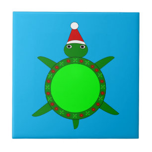 Niedliche Weihnachtsschildkröte mit blühender Musc Fliese