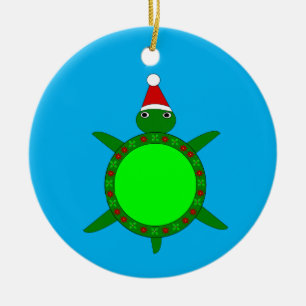 Niedliche Weihnachtsschildkröte mit blühender Musc Keramik Ornament