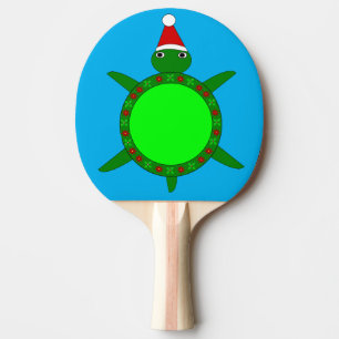 Niedliche Weihnachtsschildkröte mit blühender Musc Tischtennis Schläger