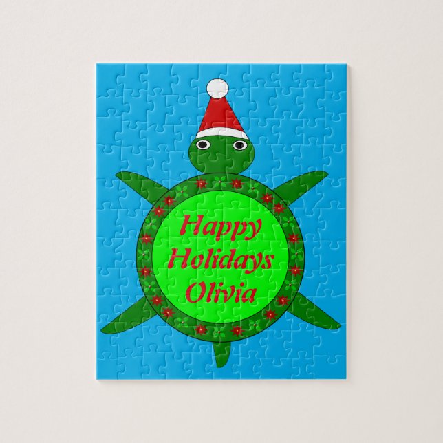 Niedliche Weihnachtsschildkröte mit Blumenmotiv-Mu (Vertikal)