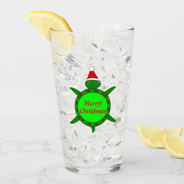 Niedliche Weihnachtsschildkröte mit Blumenmotiv-Mu Glas (Vorderseite Ice)