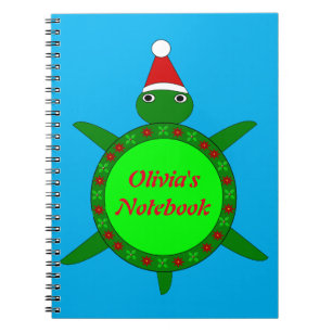 Niedliche Weihnachtsschildkröte mit Blumenmotiv-Mu Notizblock