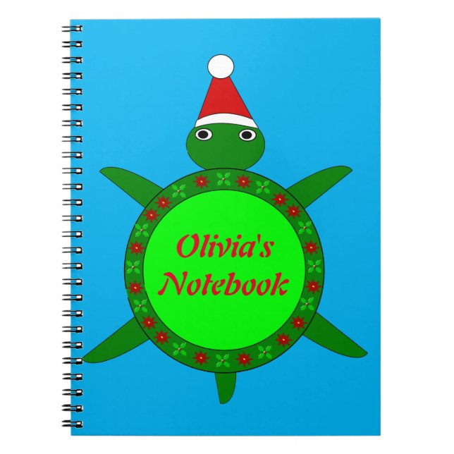 Niedliche Weihnachtsschildkröte mit Blumenmotiv-Mu Notizblock (Vorderseite)