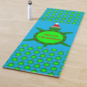 Niedliche Weihnachtsschildkröte mit Blumenmotiv-Mu Yogamatte